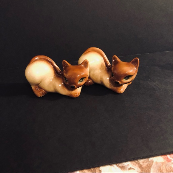 Miniature Twin Brown Siamese Cats for Home Accent - Picture 5 of 7